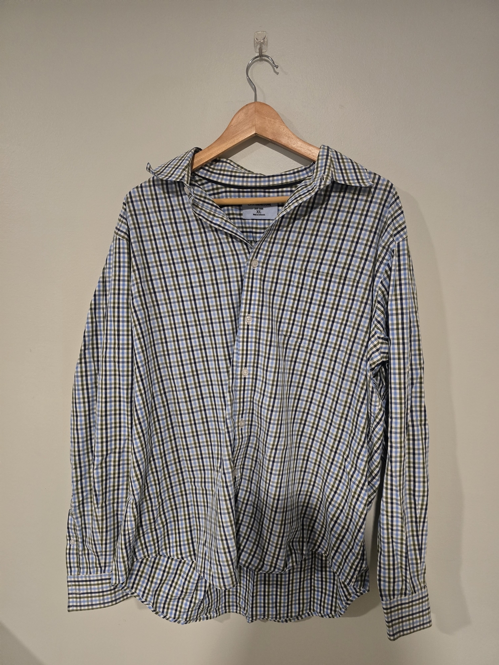 croft & barrow Blue and Brown Plaid Dress Shirt